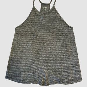 Old Navy active razor back gray striped tank womens